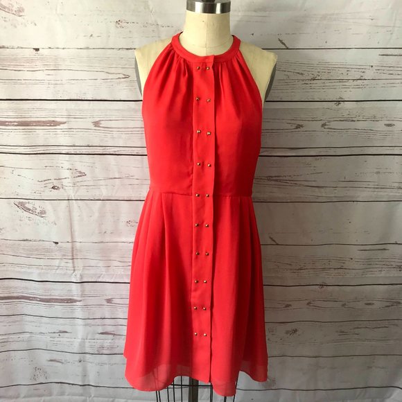 Parker Dresses & Skirts - Parker NY Women's Orange Nicole Stud-Front Sleeveless 100% Silk Dress